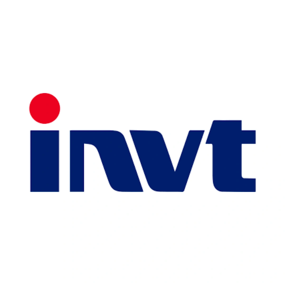 Logo da INVT, fabricante de inversores de frequência e soluções em automação industrial